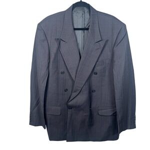 Christian Dior Double Breasted Blazer Gray Striped Wool Blend Peak Lapel Men 52R